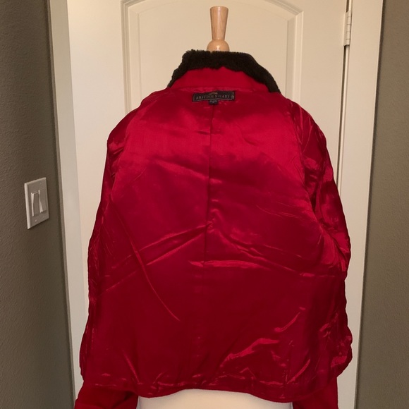 British Khaki red wool jacket with faux fur collar - Picture 5 of 6